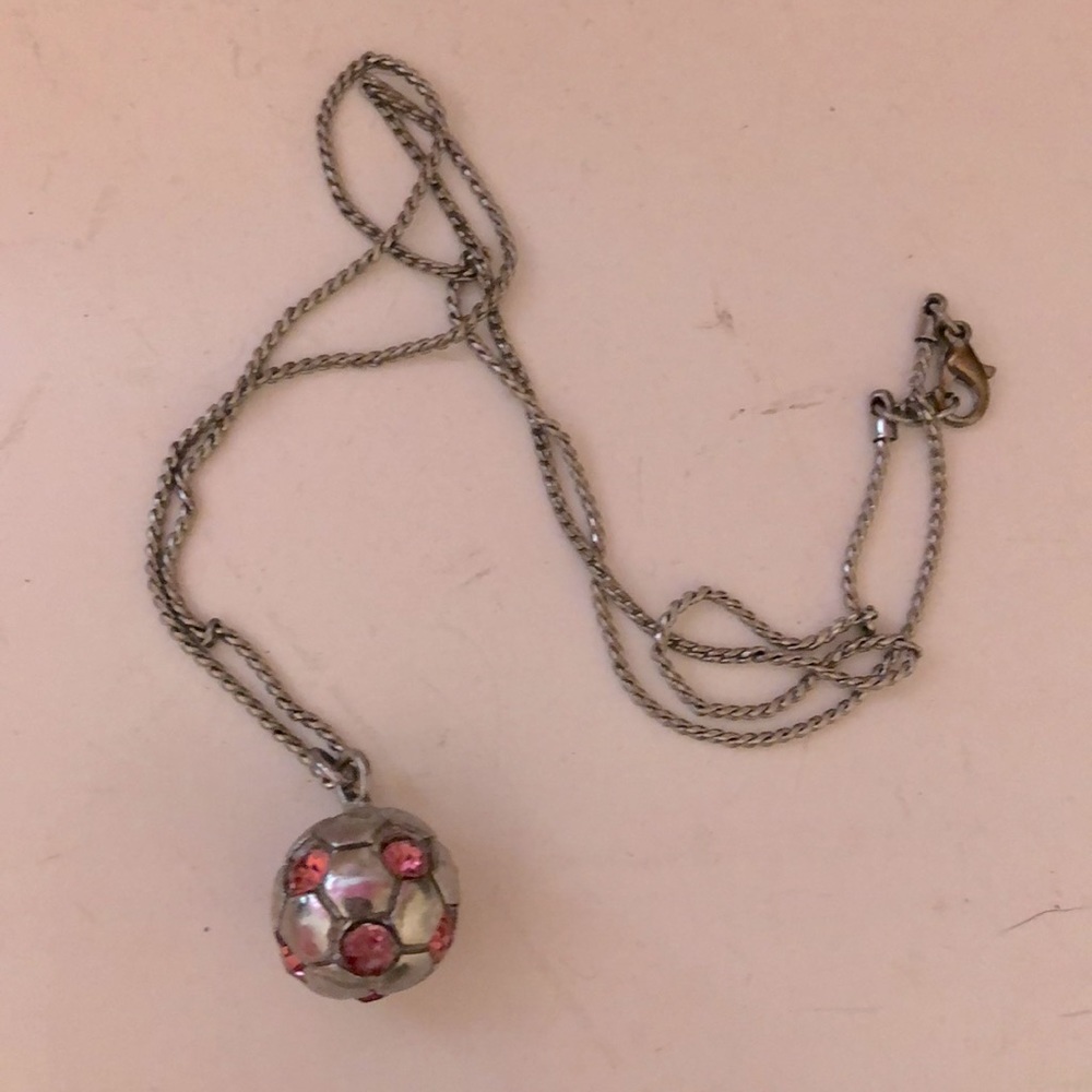Pink soccer ball necklace